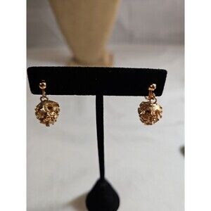 Gold tone pine cone clip on earrings